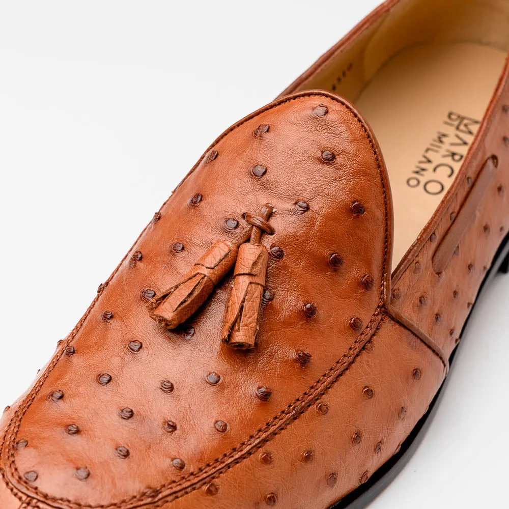 Marco Di Milano Aubiere in Cognac Ostrich Tassel Loafers