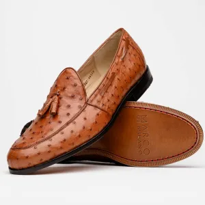 Marco Di Milano Aubiere in Cognac Ostrich Tassel Loafers
