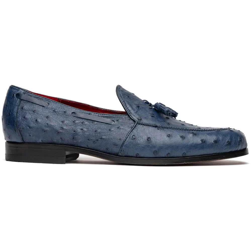 Marco Di Milano Aubiere in Navy Ostrich Tassel Loafers