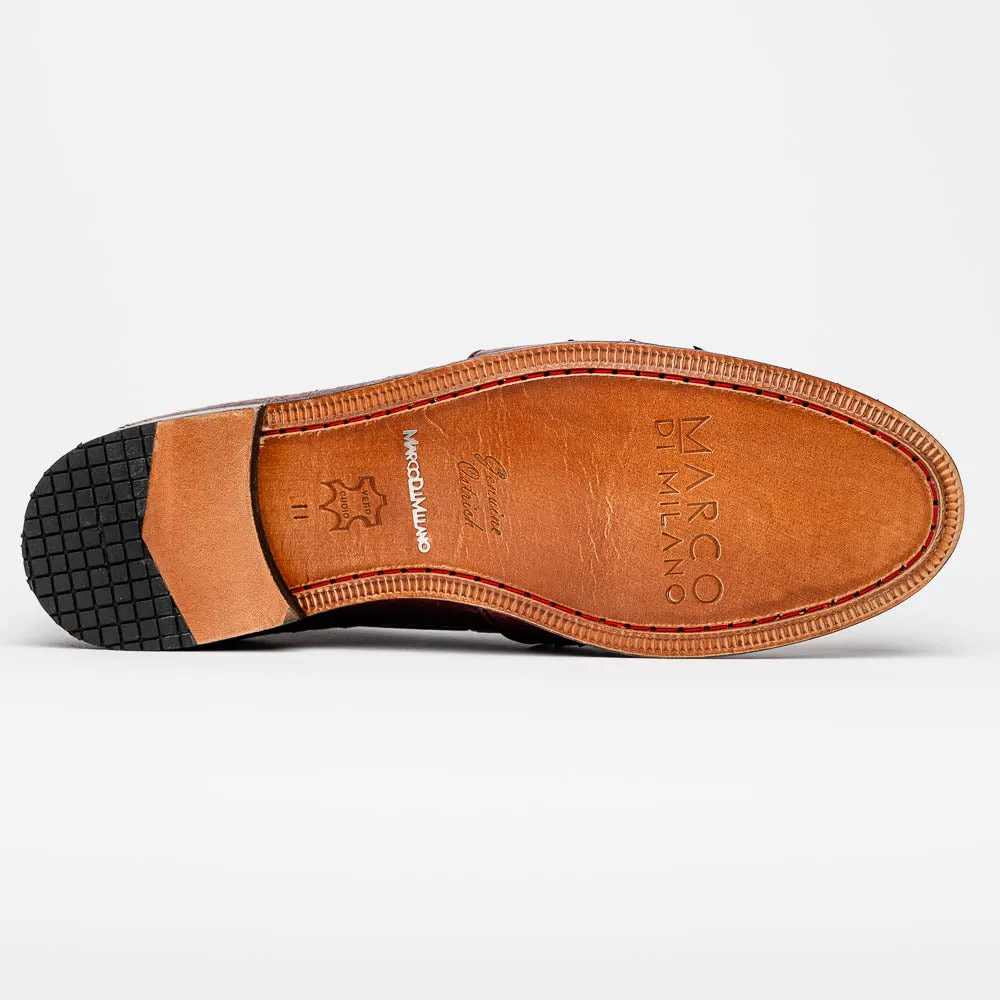 Marco Di Milano Aubiere in Wine Ostrich Tassel Loafers