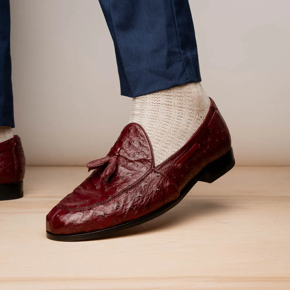 Marco Di Milano Aubiere in Wine Ostrich Tassel Loafers