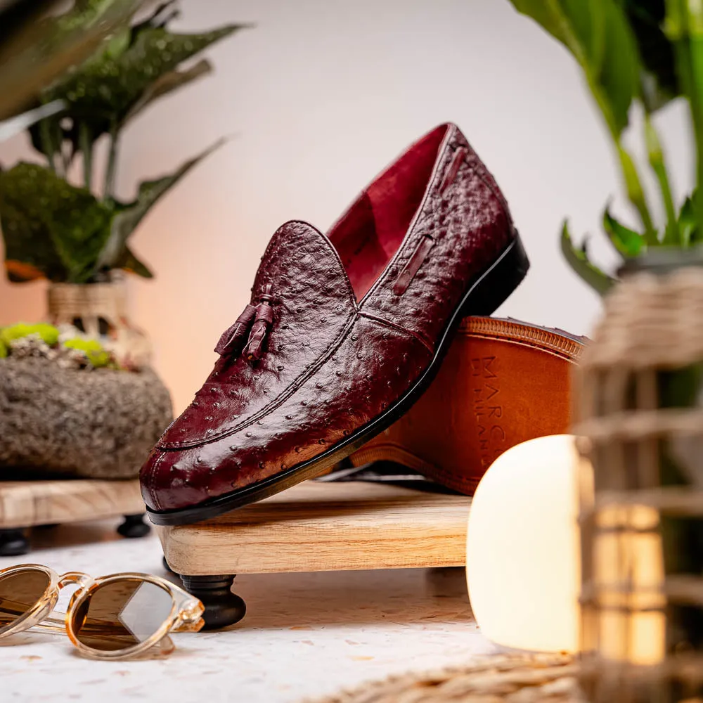 Marco Di Milano Aubiere in Wine Ostrich Tassel Loafers