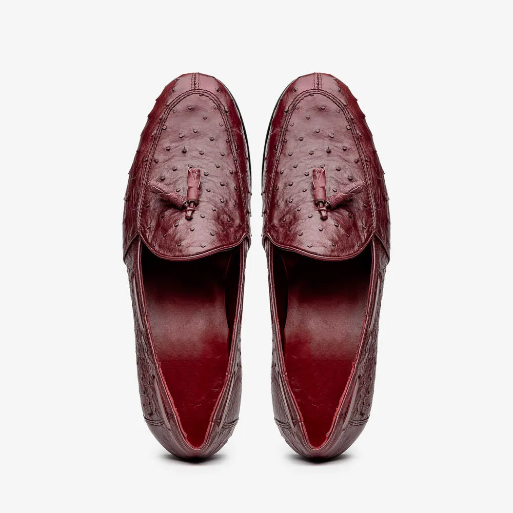 Marco Di Milano Aubiere in Wine Ostrich Tassel Loafers