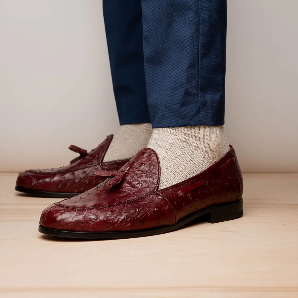 Marco Di Milano Aubiere in Wine Ostrich Tassel Loafers