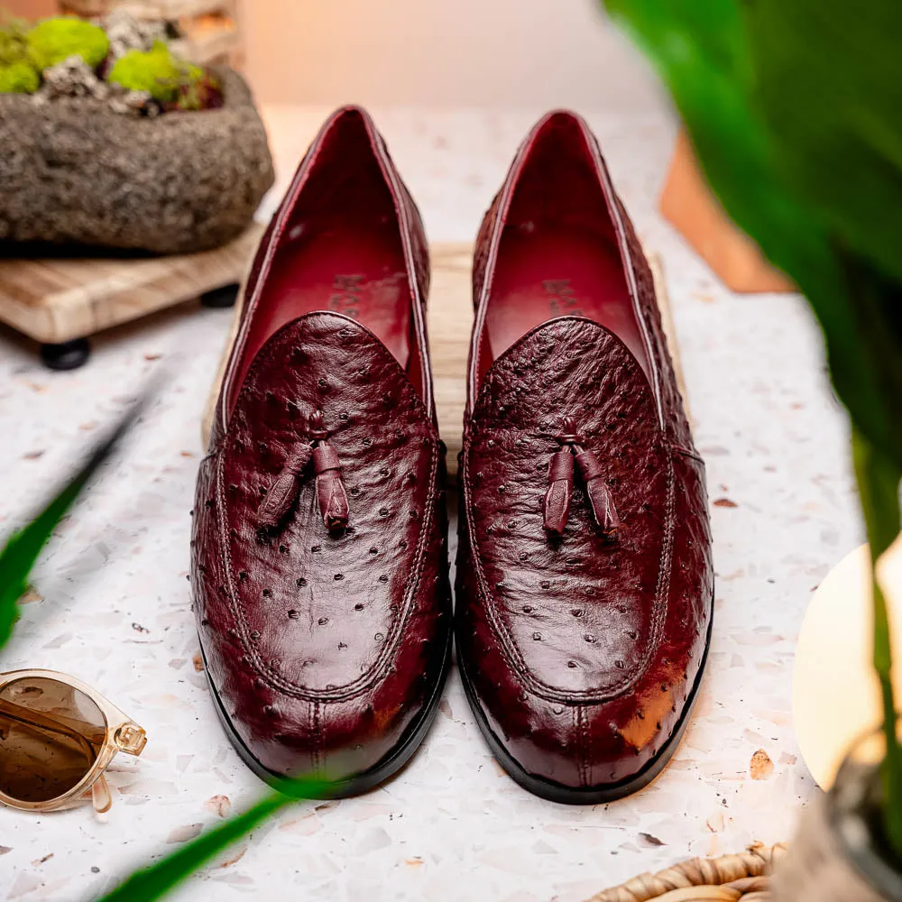 Marco Di Milano Aubiere in Wine Ostrich Tassel Loafers