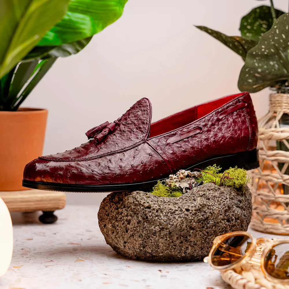 Marco Di Milano Aubiere in Wine Ostrich Tassel Loafers