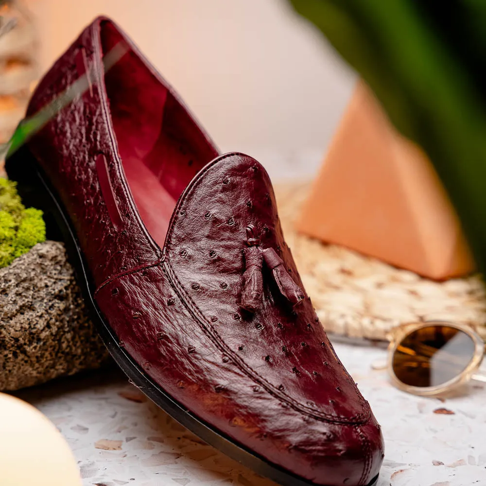 Marco Di Milano Aubiere in Wine Ostrich Tassel Loafers