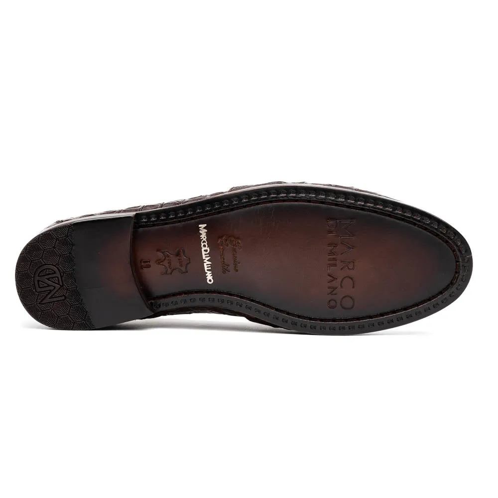 Marco Di Milano Bianchi Brown Caiman Crocodile Tassel Loafers
