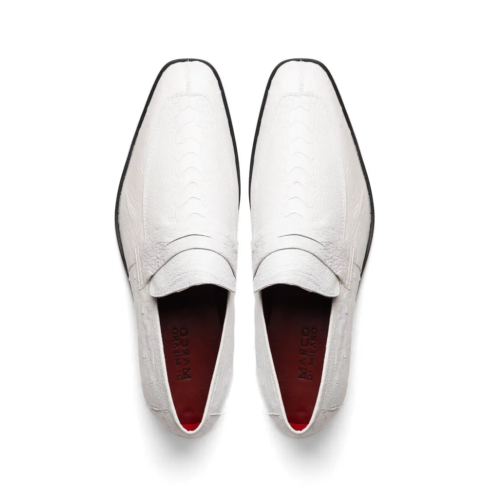 Marco Di Milano Fangio in White Ostrich Penny Loafers