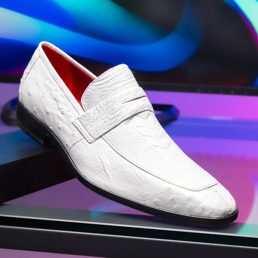Marco Di Milano Fangio in White Ostrich Penny Loafers