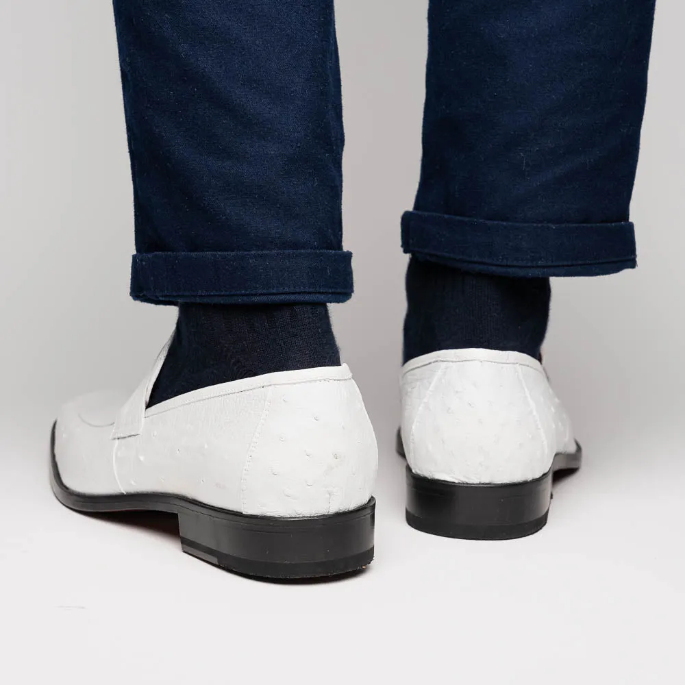 Marco Di Milano Fangio in White Ostrich Penny Loafers
