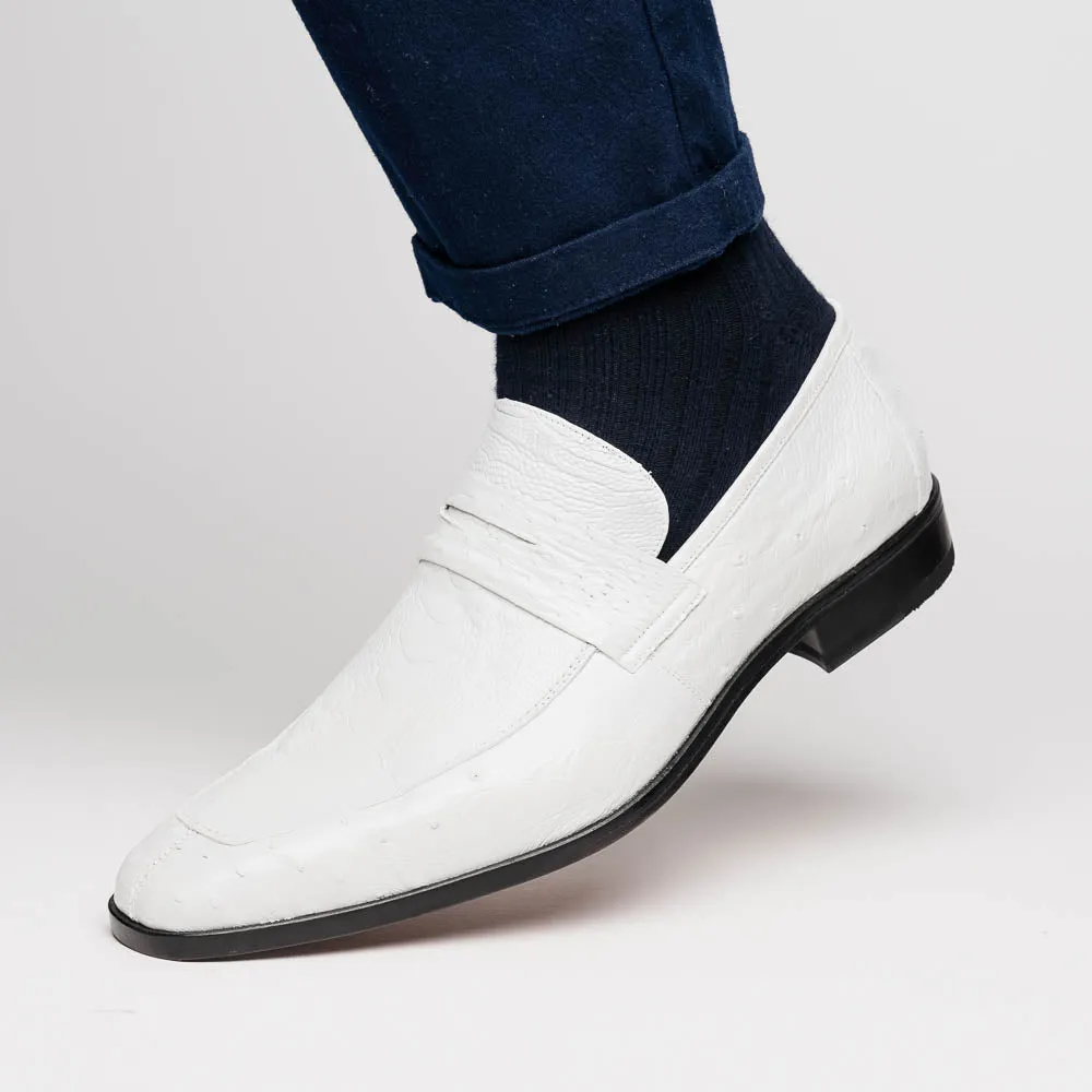 Marco Di Milano Fangio in White Ostrich Penny Loafers