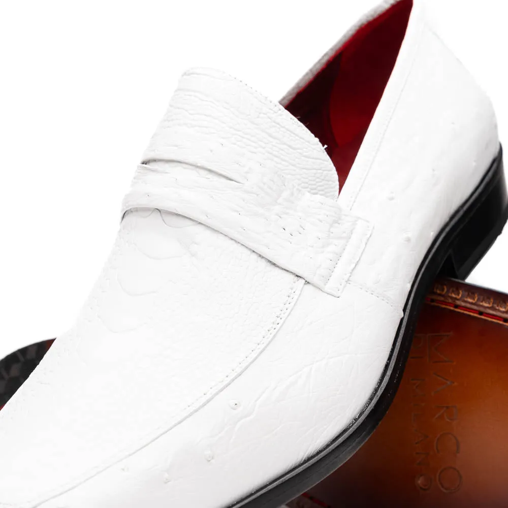 Marco Di Milano Fangio in White Ostrich Penny Loafers