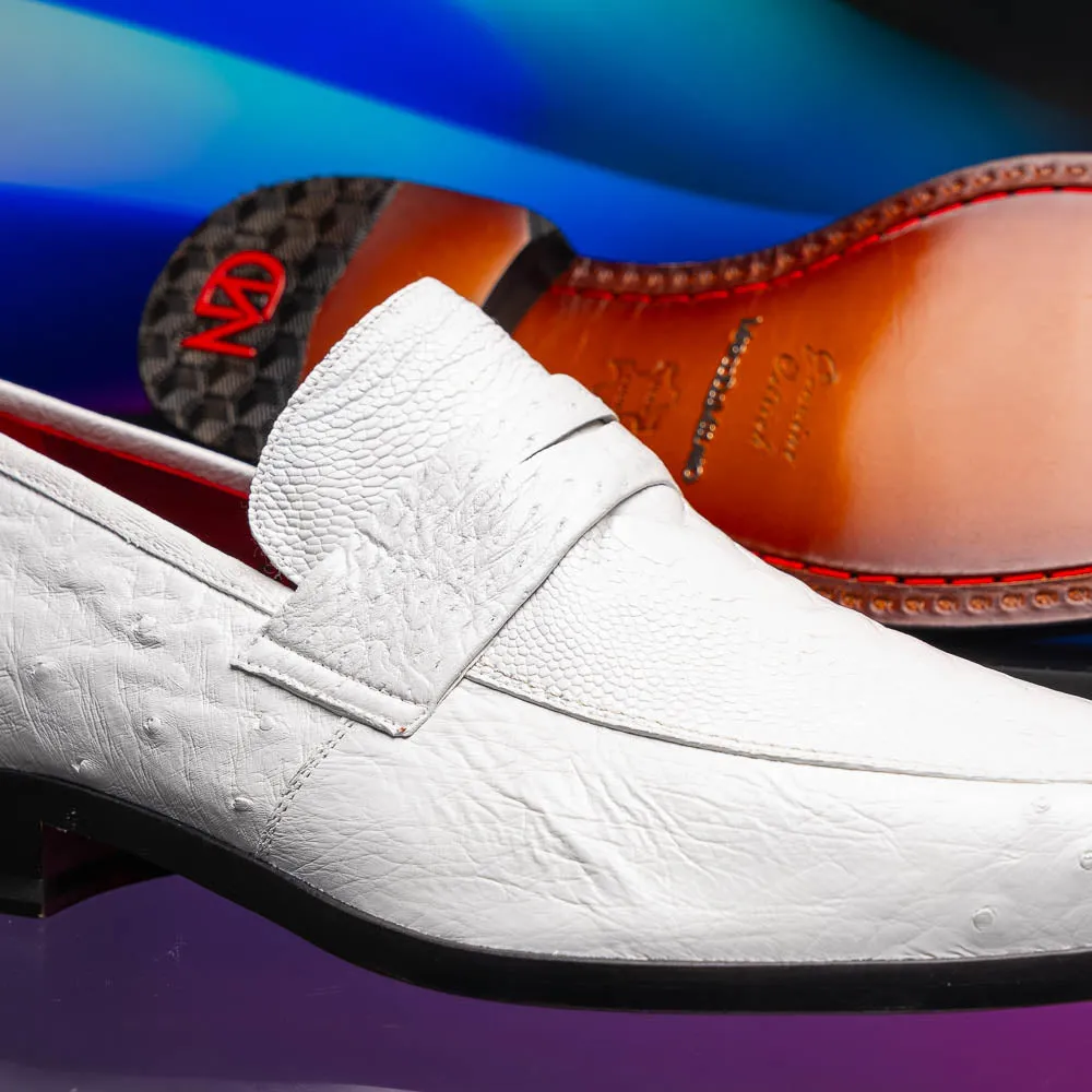 Marco Di Milano Fangio in White Ostrich Penny Loafers