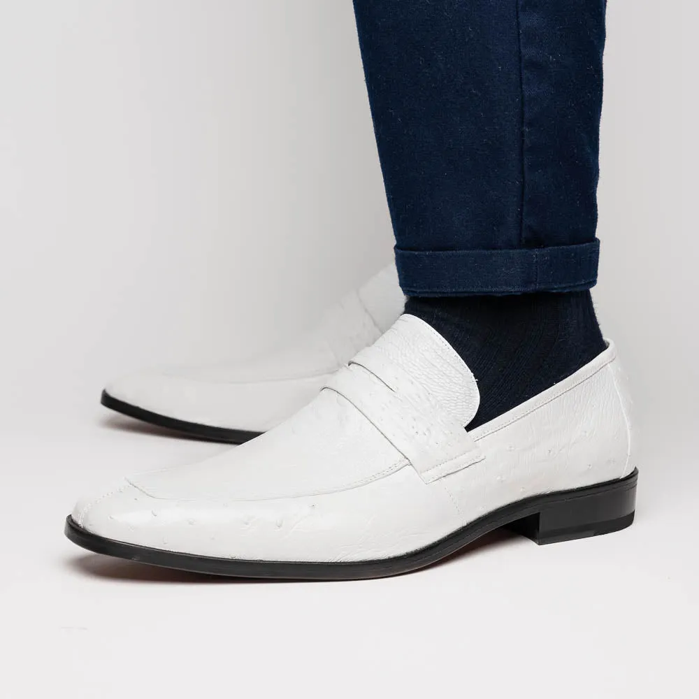 Marco Di Milano Fangio in White Ostrich Penny Loafers