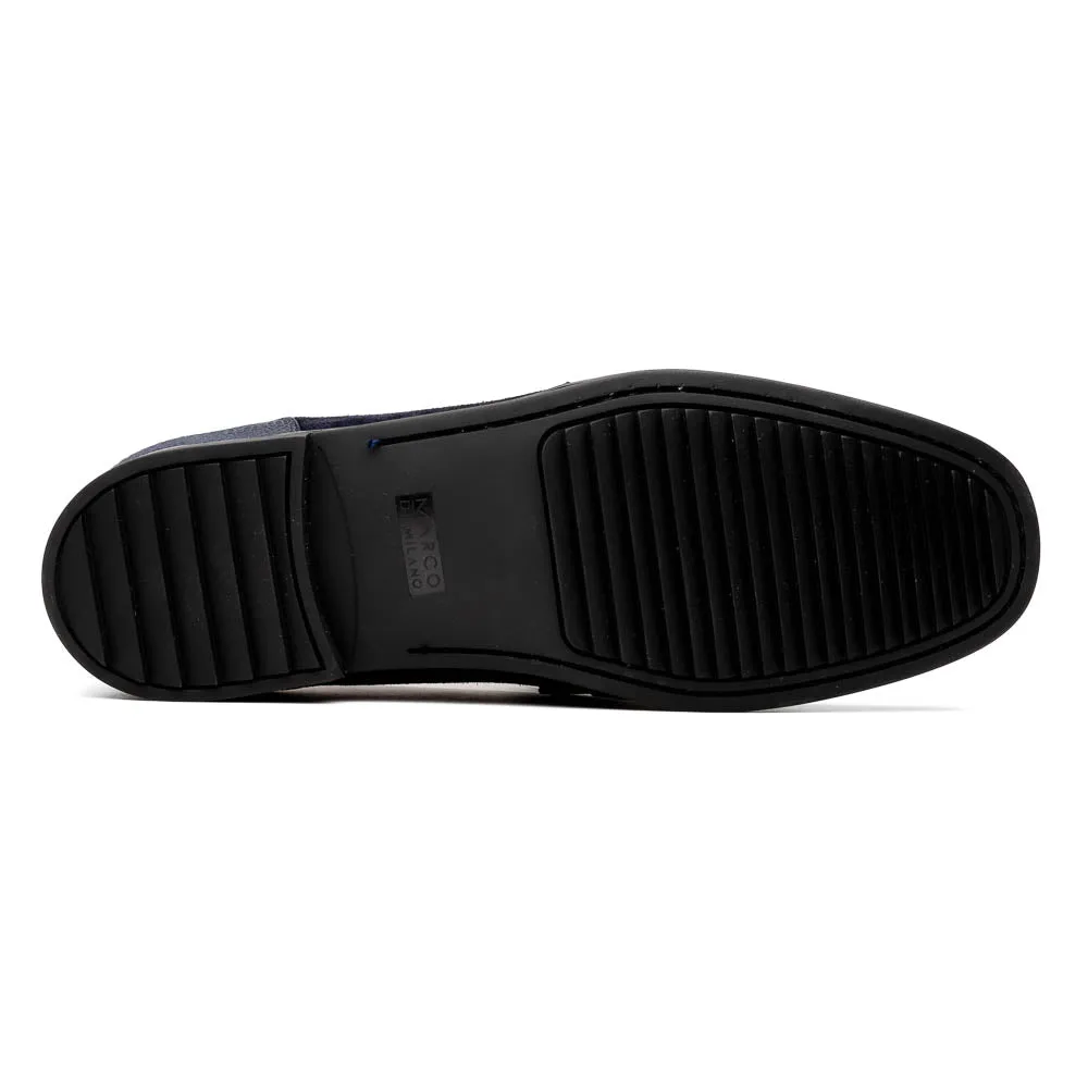 Marco Di Milano Hugo in Navy Sueded Ostrich Bit Loafers
