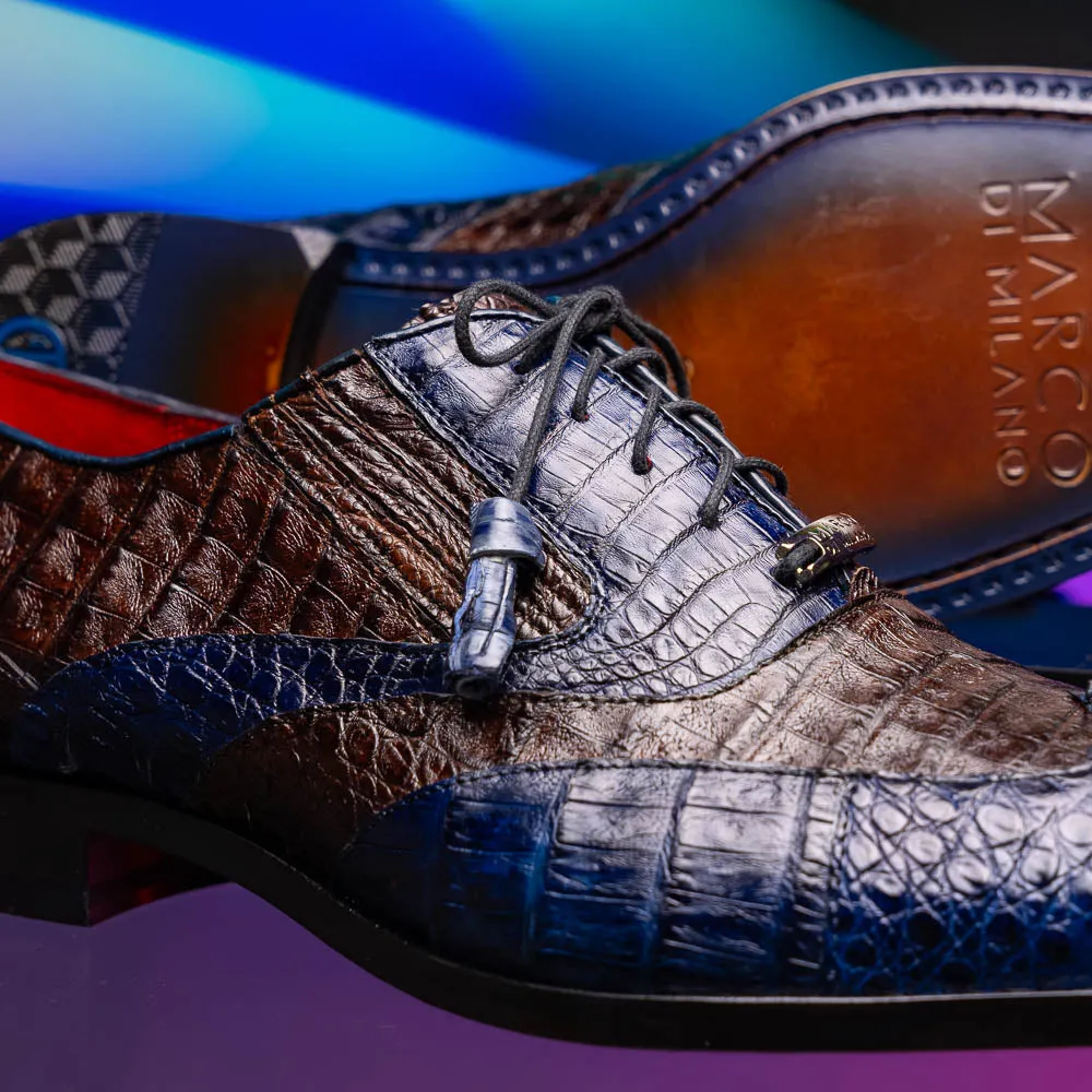 Marco Di Milano Luciano in Navy / Brown Caiman Wingtip Dress Shoes