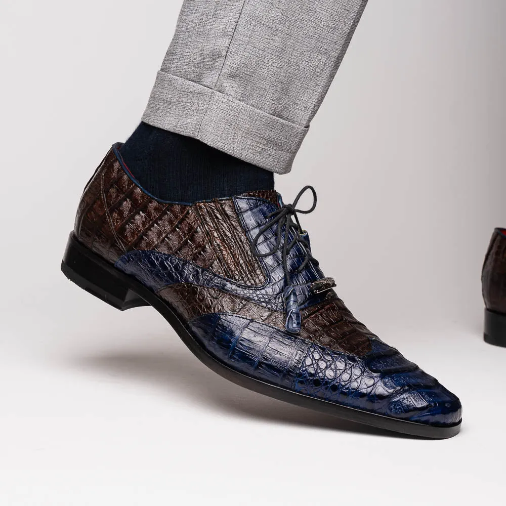 Marco Di Milano Luciano in Navy / Brown Caiman Wingtip Dress Shoes