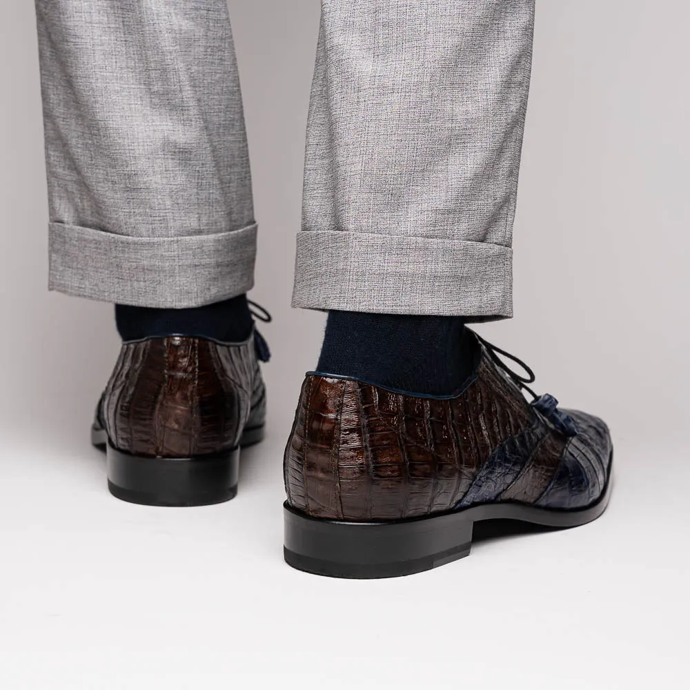 Marco Di Milano Luciano in Navy / Brown Caiman Wingtip Dress Shoes