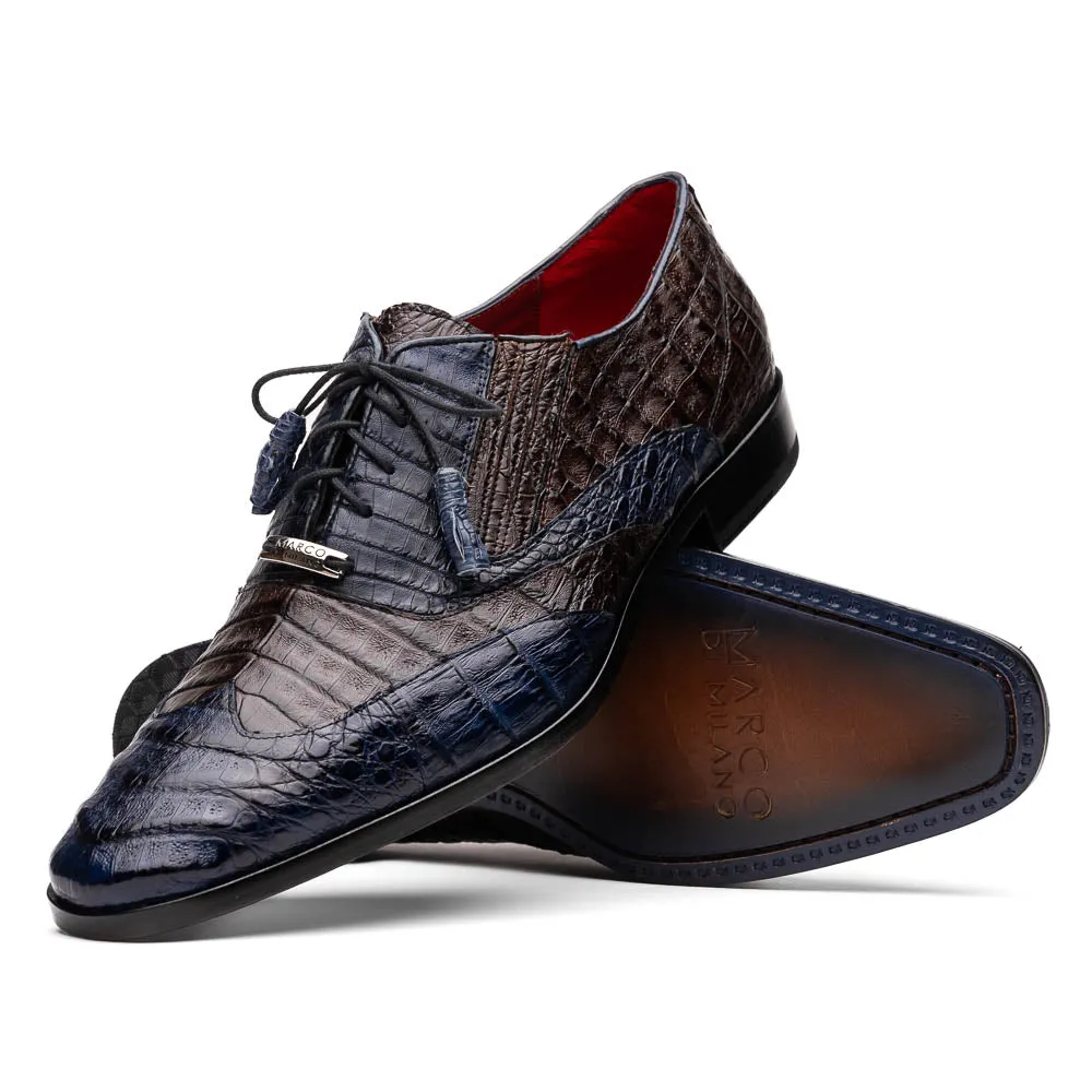 Marco Di Milano Luciano in Navy / Brown Caiman Wingtip Dress Shoes