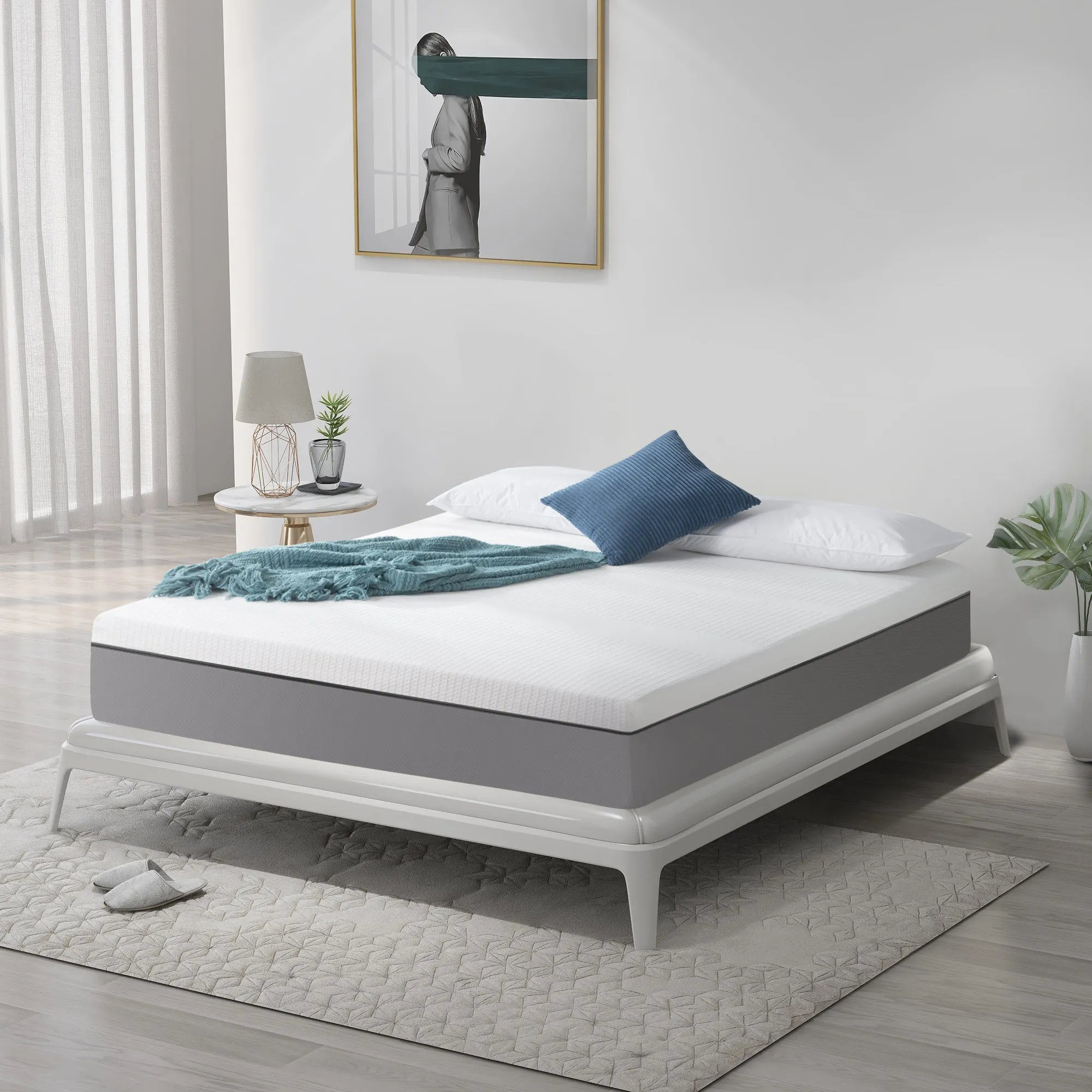 Mattress Memory Foam Bedspread 12 Inches Gel & Charcoal King Size Soft Bedroom Mattress Home Furniture Comfortable Mat