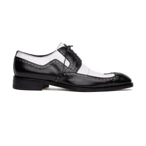 Mauri Goodfella in Black / White Mens Exotic Alligator / Calf-Skin Leather Wing-tip Derby Oxfords