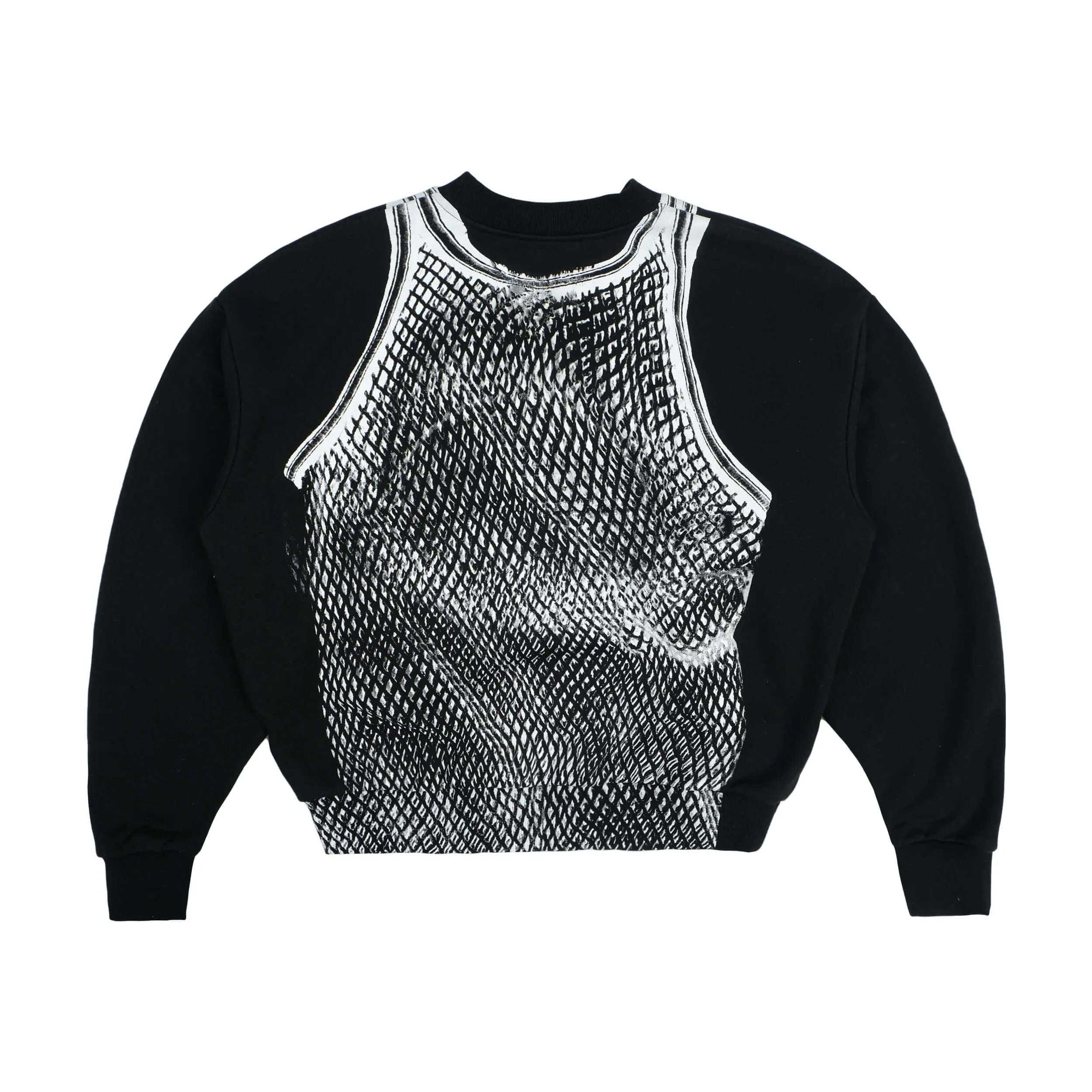 Mesh Trompe L'œil Crew - Black