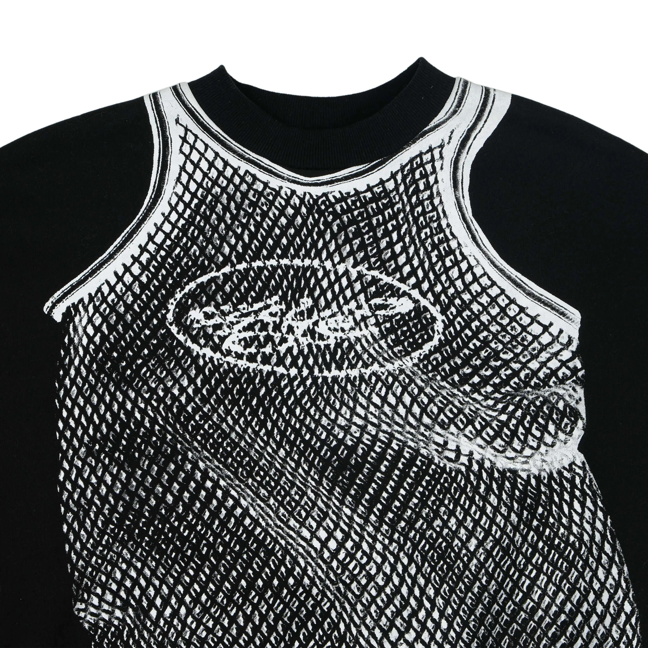Mesh Trompe L'œil Crew - Black