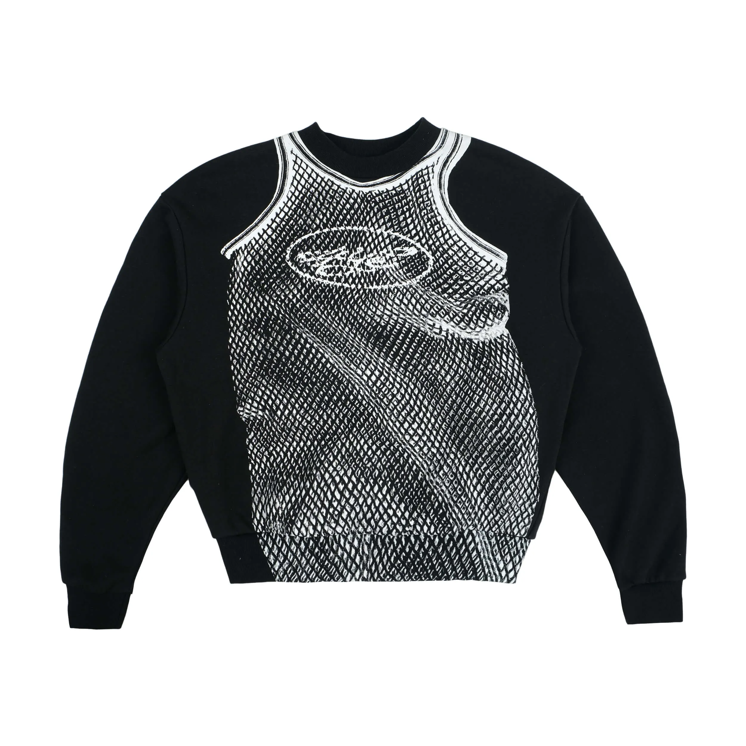 Mesh Trompe L'œil Crew - Black