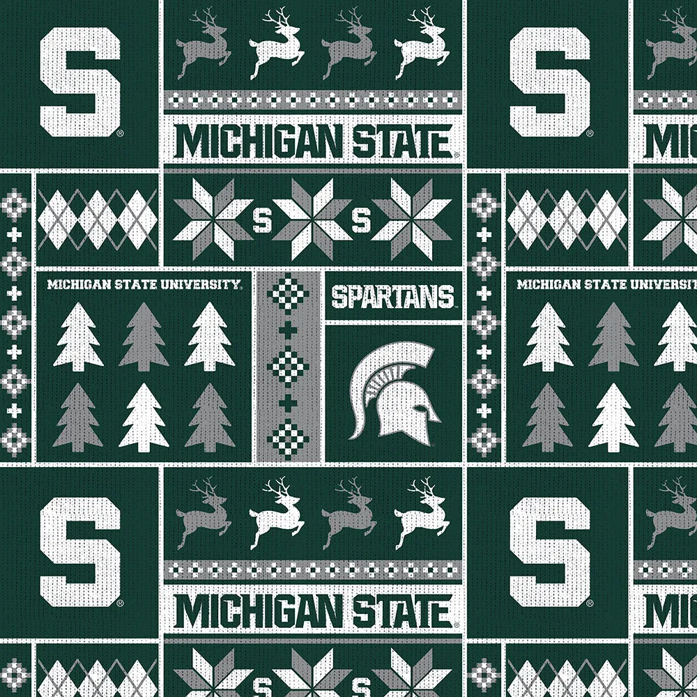 MICHIGAN STATE UNIVERSITY-Holiday Sweater Fleece-100% Polyester-MIST1182