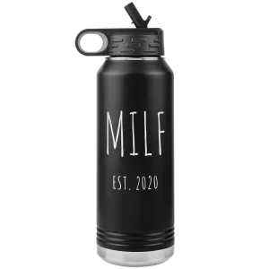 MILF Mug Push Present For New Mom Gifts Funny Mother Est 2020 Water Bottle Baby Shower Future Mom Pregnant Congratulations 32oz BPA Free