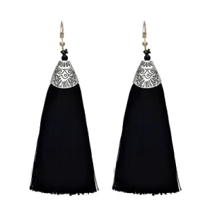 Nassau Black Tassel Earrings
