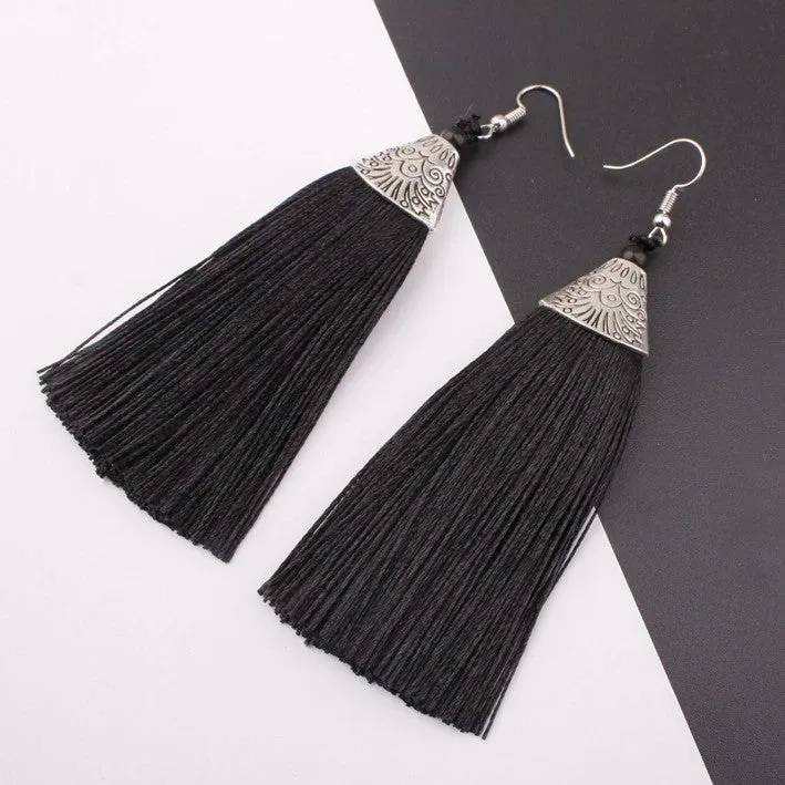 Nassau Black Tassel Earrings
