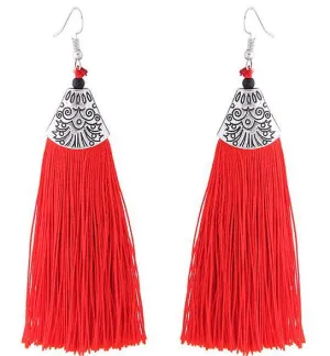 Nassau Red Tassel Earrings