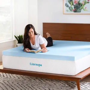 New compressed in box! Linenspa 3 Inch Gel Infused Memory Foam Mattress Topper, Queen