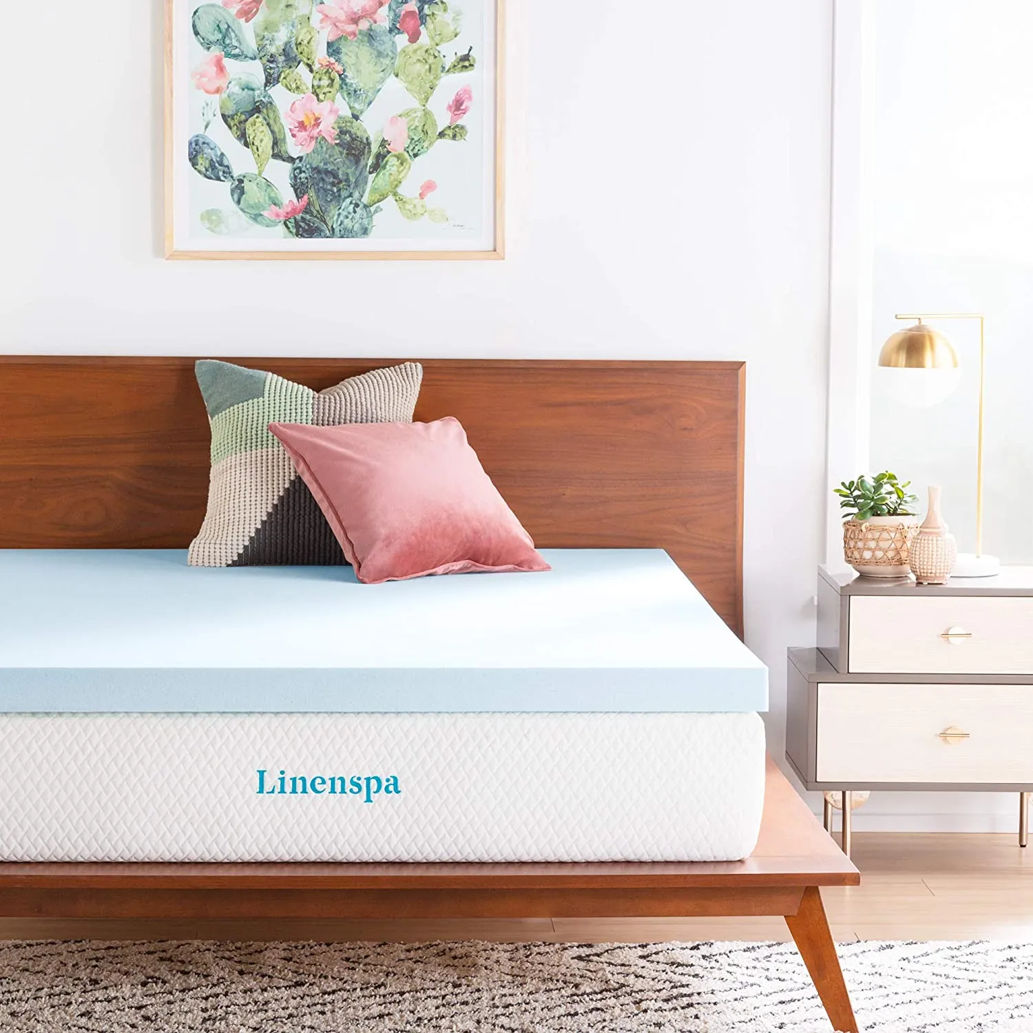 New Linenspa 3 Inch Gel Infused Memory Foam Mattress Topper, Queen, comes compressed in box for easy transport!