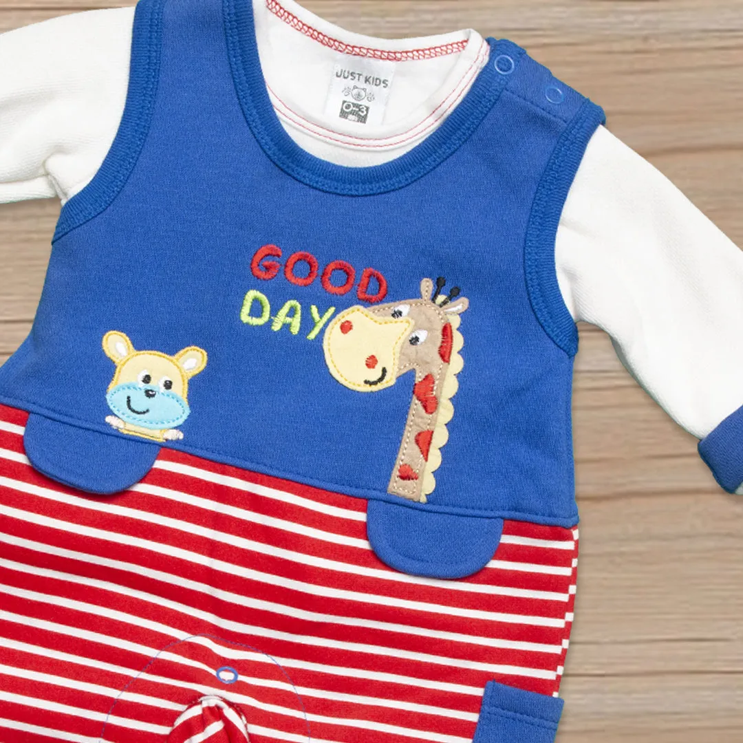 Newborn Unisex Turkish Full Sleeves Romper Color Blue-Red