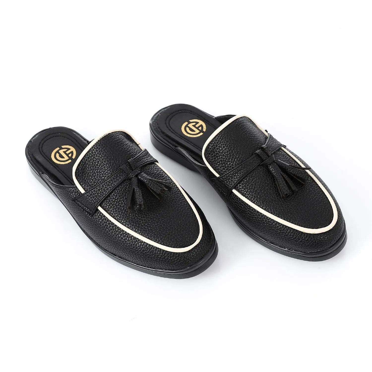 Noir Edge Tassel Mules