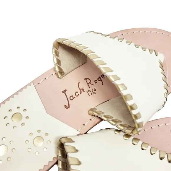 NWOT JACK ROGERS cream and gold sandal flip flop