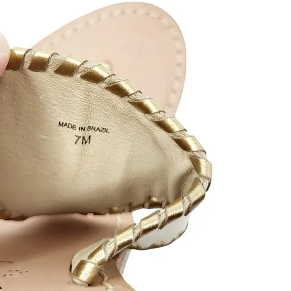 NWOT JACK ROGERS cream and gold sandal flip flop