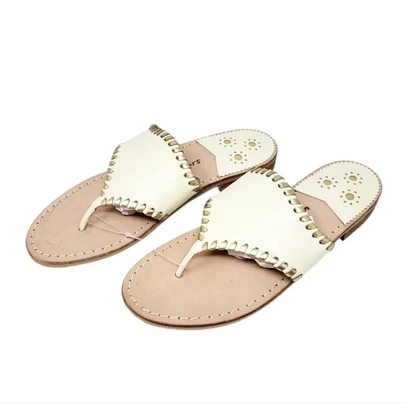 NWOT JACK ROGERS cream and gold sandal flip flop