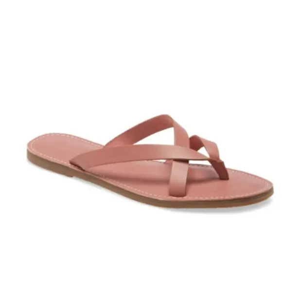 NWT Madewell The Boardwalk Thong Sandal Pink Rose Dust Boho Leather Size 7.5