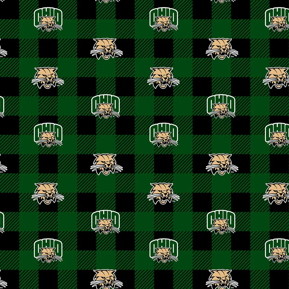 OHIO UNIVERSITY-Buffalo Plaid Fleece-100% Polyester-OHIO1190
