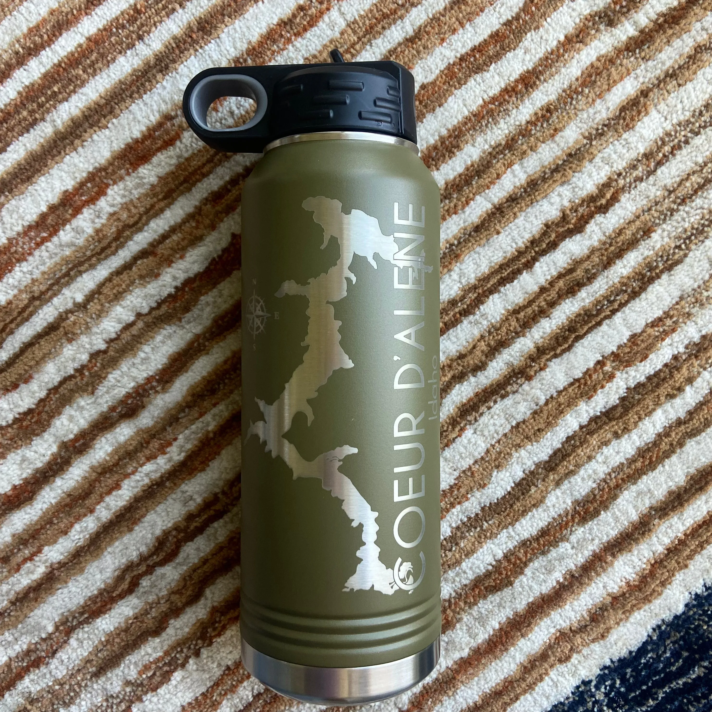 Olive Green Coeur D’Alene 32oz Double Wall Insulated Idaho Waterbottle