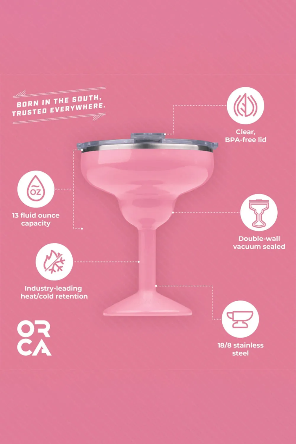ORCA Rita 13 oz Insulated Margarita Lidded Tumbler in Pink | RT13SY
