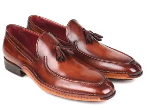 Paul Parkman Hand-Sewn Tassel Loafers in Brown