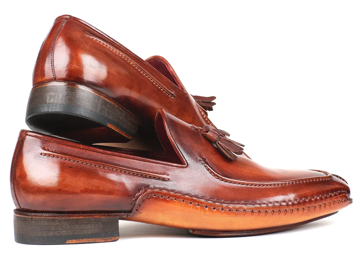 Paul Parkman Hand-Sewn Tassel Loafers in Brown