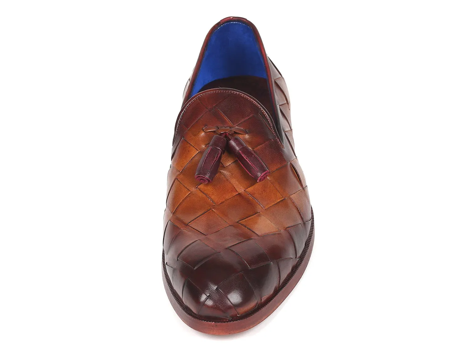 Paul Parkman Men's Big Braided Tassel Loafers in Brown
