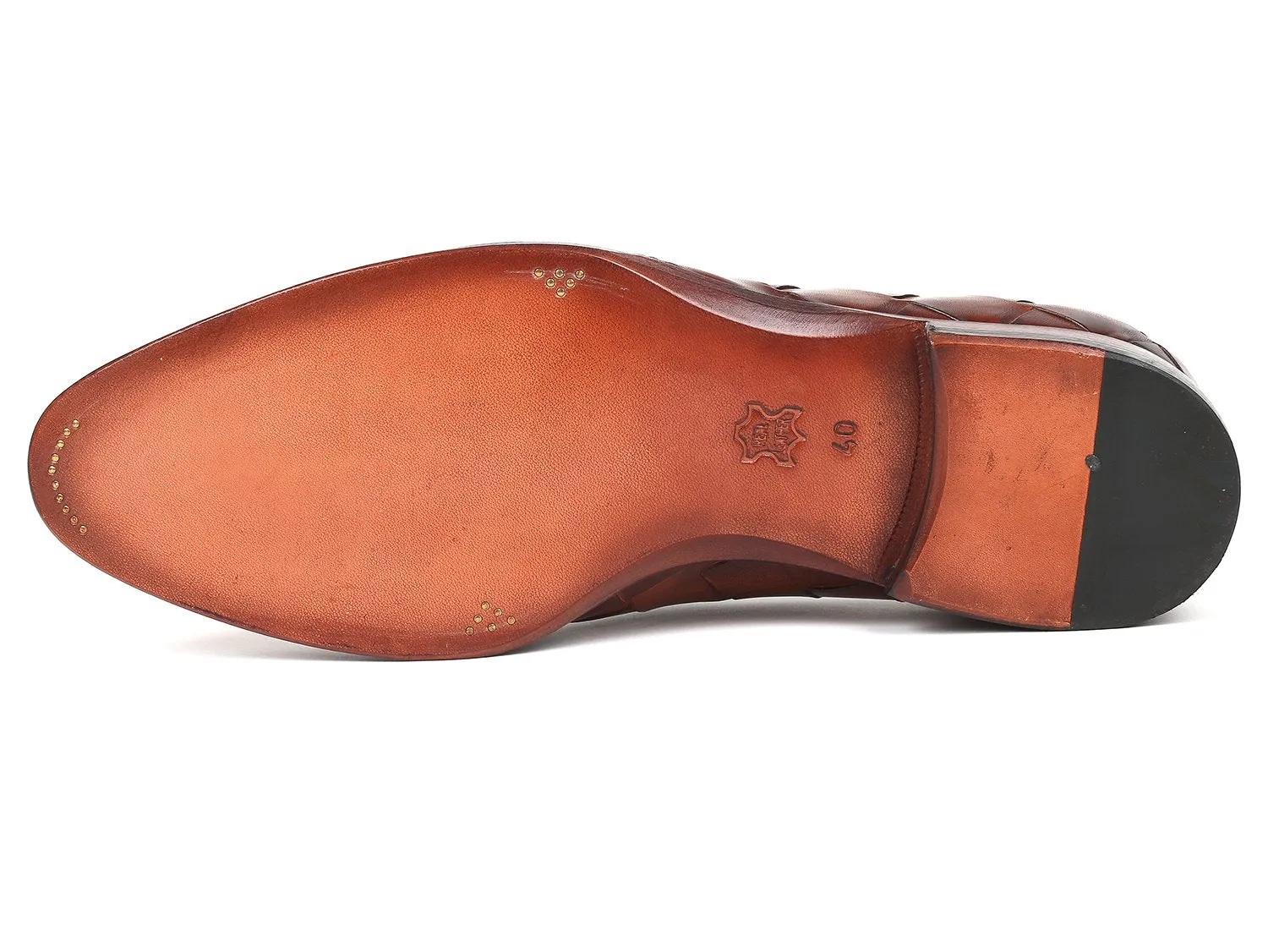 Paul Parkman Men's Big Braided Tassel Loafers in Brown