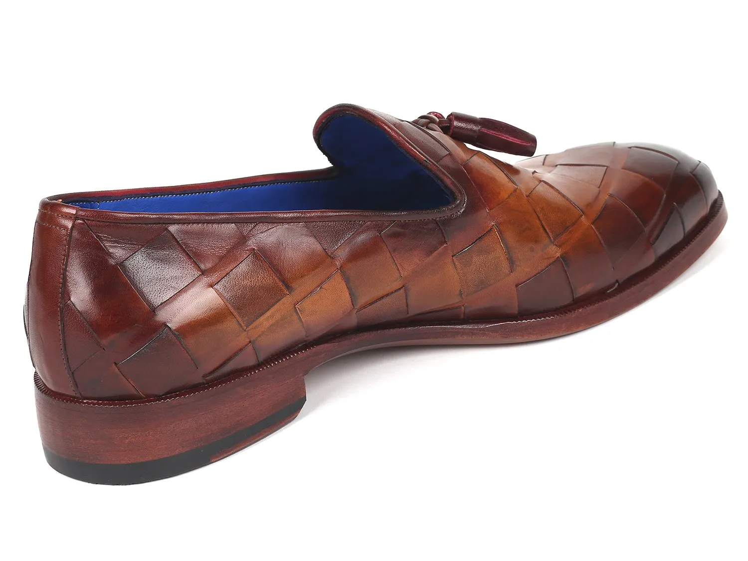 Paul Parkman Men's Big Braided Tassel Loafers in Brown